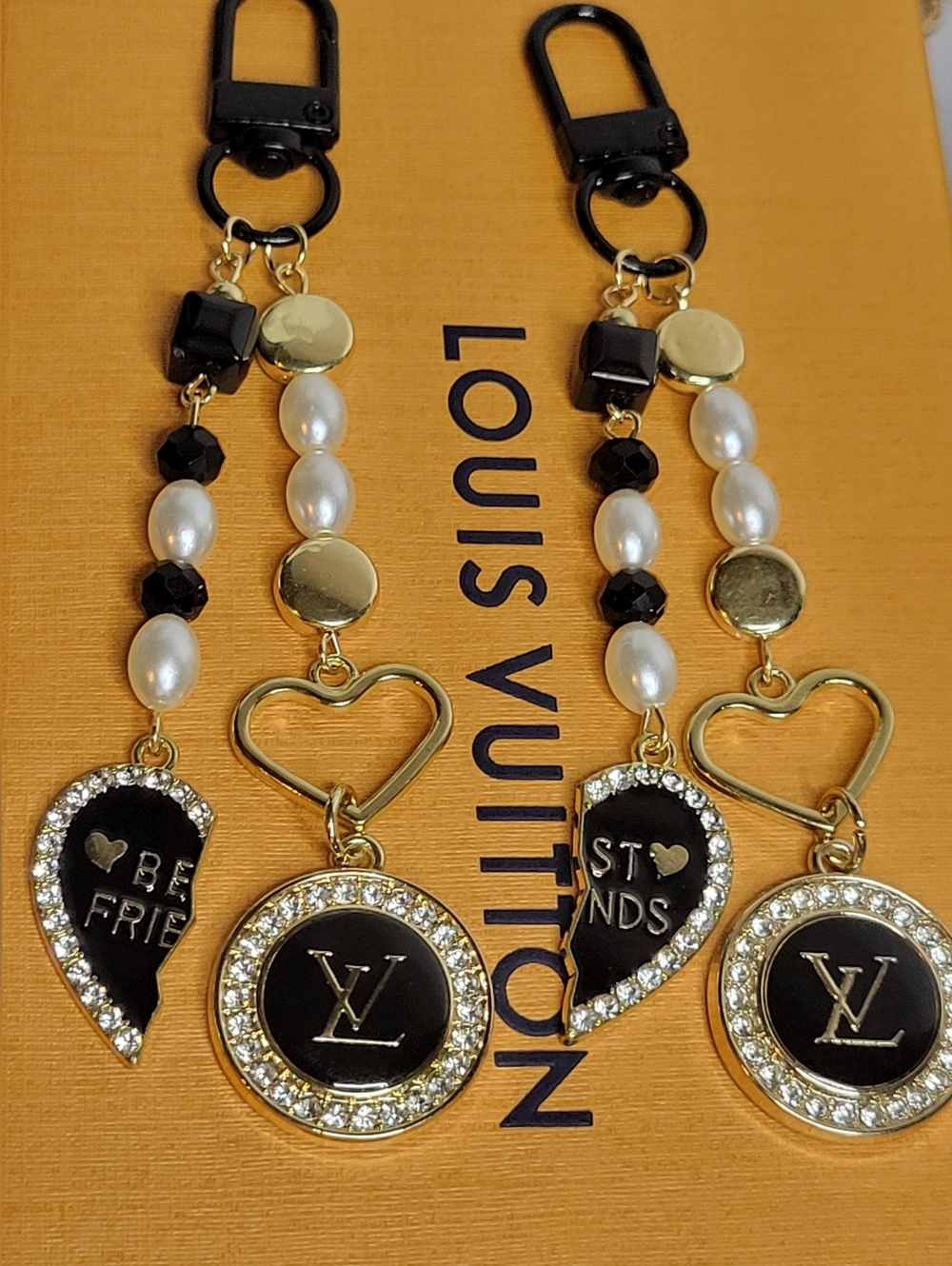 Set Of 2, Best Friends & Louis Vuitton Zip Pull Keychains